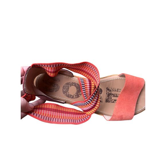 Sorel Woven Boho Strappy Crisscross Orange Zing Slip on Sandals - 8.5 - Picture 6 of 9